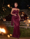 Satin Mermaid Strapless Maxi Evening Dresses with Corset Bodice
