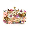 Women's Flower Beaded Chain Strap Evening Clutch Handbag