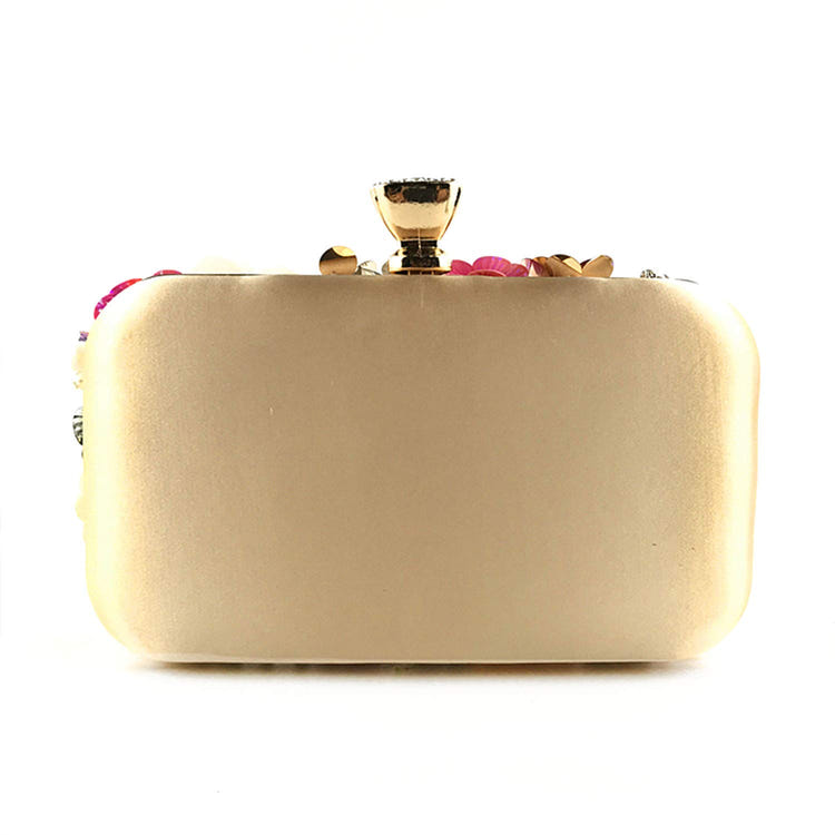 Women's Flower Beaded Chain Strap Evening Clutch Handbag