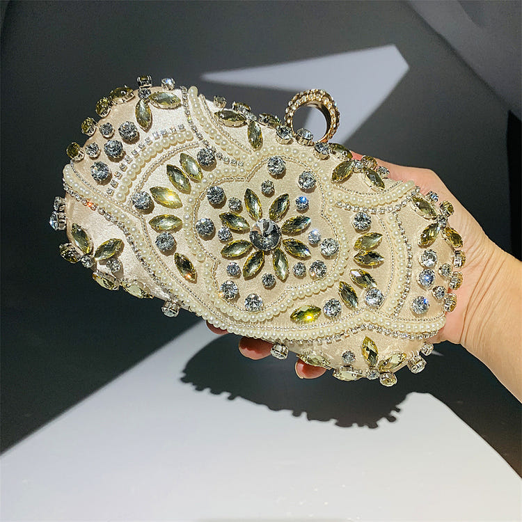 Women's Beaded Rhinestone Clutch Evening Wedding Handbag