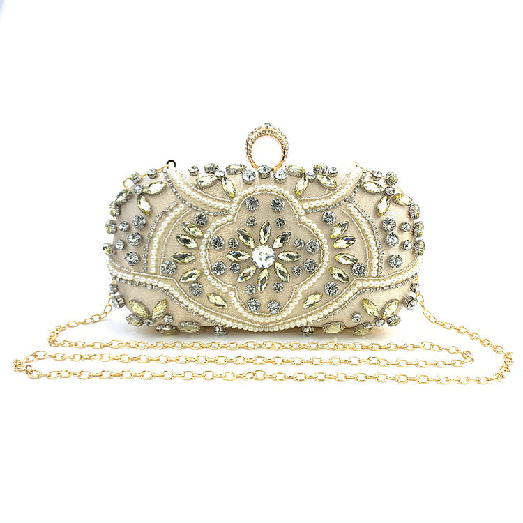 Women's Beaded Rhinestone Clutch Evening Wedding Handbag