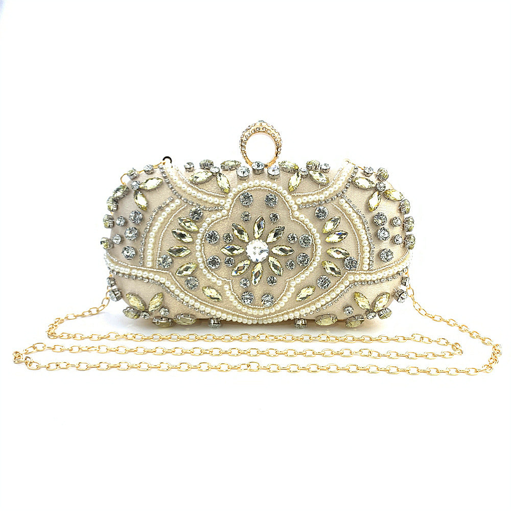Women's Beaded Rhinestone Clutch Evening Wedding Handbag
