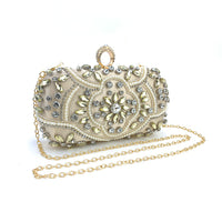 Women's Beaded Rhinestone Clutch Evening Wedding Handbag