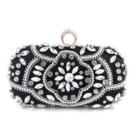 Women's Beaded Rhinestone Clutch Evening Wedding Handbag