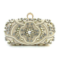 Women's Beaded Rhinestone Clutch Evening Wedding Handbag