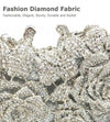 Women's Luxury Sparkly Crystal Rose Evening Clutch Handbag for Party