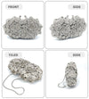 Women's Luxury Sparkly Crystal Rose Evening Clutch Handbag for Party