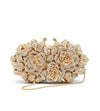 Women's Luxury Sparkly Crystal Rose Evening Clutch Handbag for Party