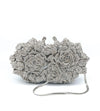 Women's Luxury Sparkly Crystal Rose Evening Clutch Handbag for Party