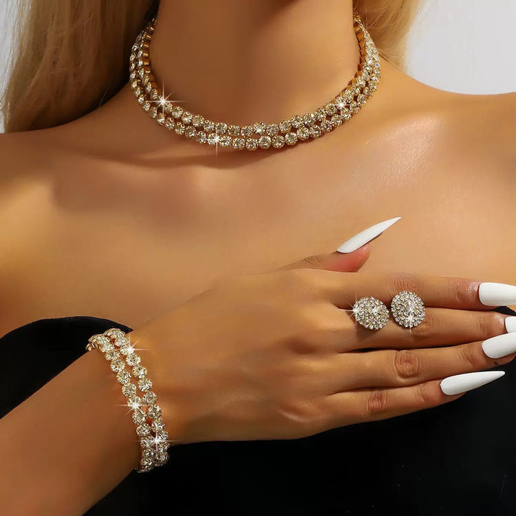 Women's Wedding Luxurious Rhinestone Alloy Prom Party Pieces Jewelry Set