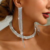 Sparkly Rhinestone Tassel Formal Costume Jewelry Set for Women and Brides