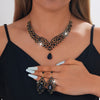 Elegant Teardrop Rhinestone Sparkling Banquet Party Jewelry Set for Women