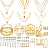 108 Pcs Gold Plated Adjustable Jewelry Sets for Women