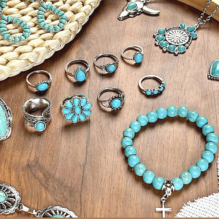 Bohemian Turquoise Adjustable Holiday Beach Jewelry Set