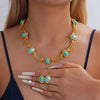 Turquoise Thick 2 Pieces Jewelry Bridal Wedding Sets for Women