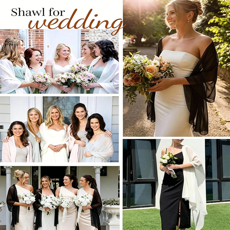 Women's Solid Chiffon Soft Formal Wedding Scarf Formal Shawl Wraps