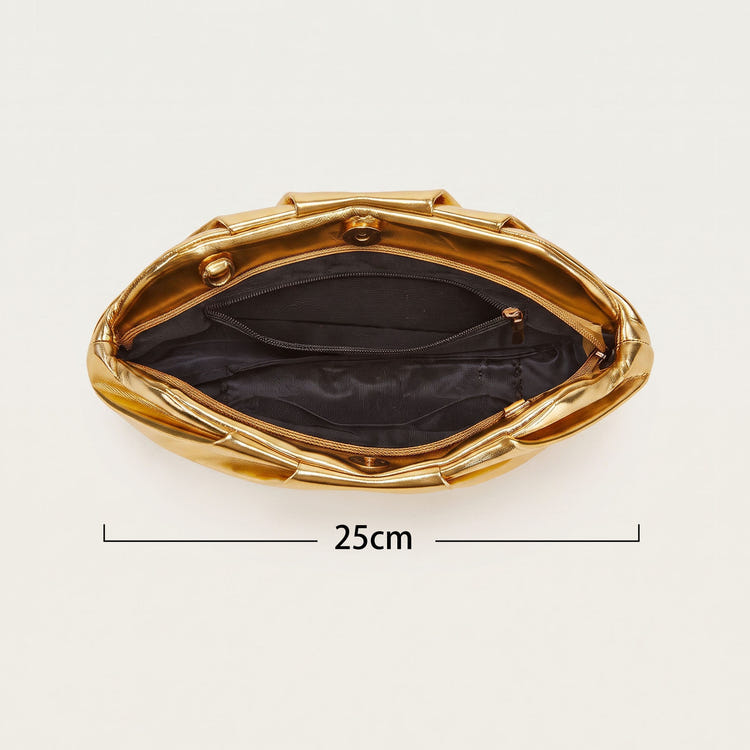 Women Gold Metallic Pleated Cloud Clutch Purse Soft Ruched Pouch Detachable Chain Crossbody Bag For Wedding Prom Evening Party