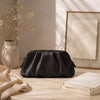 Women Gold Metallic Pleated Cloud Clutch Purse Soft Ruched Pouch Detachable Chain Crossbody Bag For Wedding Prom Evening Party