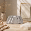 Women Gold Metallic Pleated Cloud Clutch Purse Soft Ruched Pouch Detachable Chain Crossbody Bag For Wedding Prom Evening Party