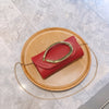 Women PU Leather Envelope Clutch Purse With Large Gold Metal Ring Handle Detachable Chain Crossbody Bag For Wedding Prom Formal Evening Party
