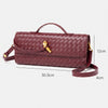 Women Woven PU Leather Long Envelope Clutch Purse Gold Twist Lock Top‑Handle Detachable Adjustable Crossbody Bag For Wedding Cocktail Formal Evening Party