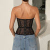Strapless Sweetheart Lace Corset Top, Boned Waist Cinching Body Shaping Bustier Top For Women Party Night Out