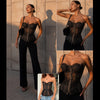 Strapless Sweetheart Lace Corset Top, Boned Waist Cinching Body Shaping Bustier Top For Women Party Night Out