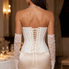 Strapless Sweetheart Satin Overbust Corset Top Boned Waist Cinching Lace‑Up Back Body Shaper Bustier