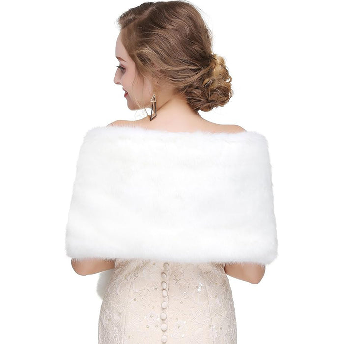 Luxury Faux Fur Bridal Shawl Wrap Warm Shoulder Cover Faux Fur Stole For Wedding Evening Formal Gown