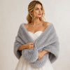 Faux Fur Bridal Shawl Wrap Plush Warm Shoulder Stole With Satin Lining Faux Fur Cover‑Up For Wedding Evening Formal Gown