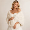 Faux Fur Bridal Shawl Wrap Plush Warm Shoulder Stole With Satin Lining Faux Fur Cover‑Up For Wedding Evening Formal Gown