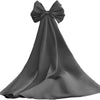 Detachable Oversized Satin Back Bow Statement Bridal Gown Accessory Decorative Large Bow With Long Tails For Wedding Evening Formal Dress