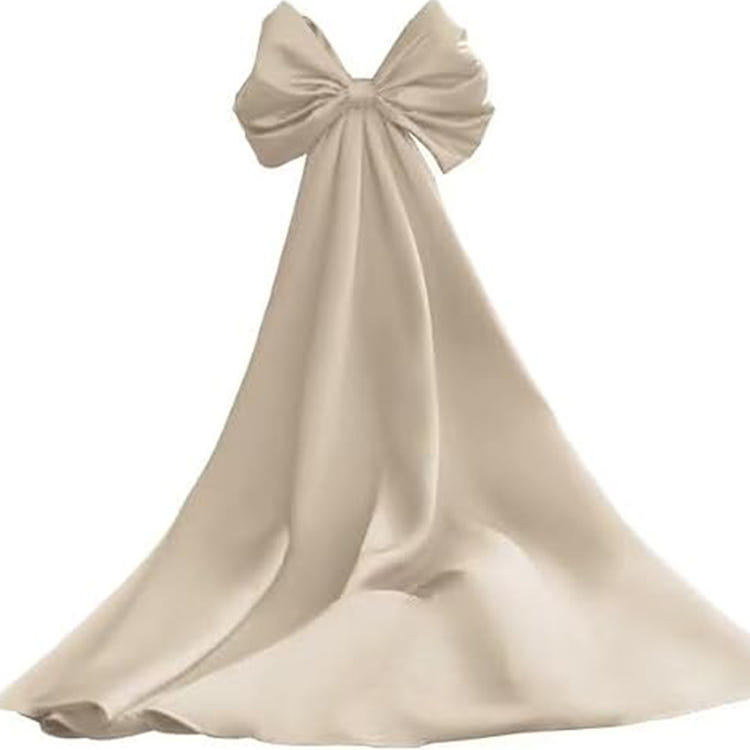 Detachable Oversized Satin Back Bow Statement Bridal Gown Accessory Decorative Large Bow With Long Tails For Wedding Evening Formal Dress