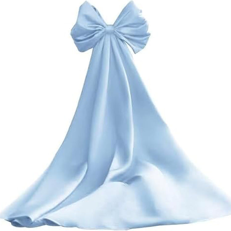 Detachable Oversized Satin Back Bow Statement Bridal Gown Accessory Decorative Large Bow With Long Tails For Wedding Evening Formal Dress
