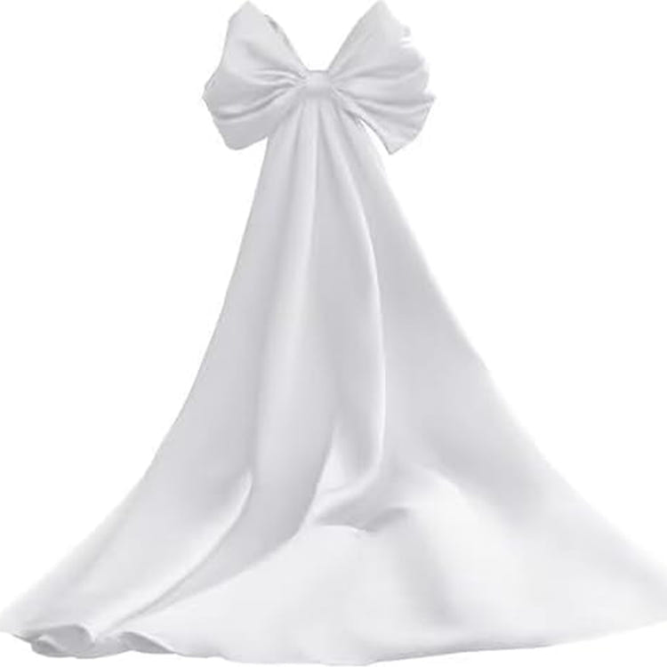 Detachable Oversized Satin Back Bow Statement Bridal Gown Accessory Decorative Large Bow With Long Tails For Wedding Evening Formal Dress
