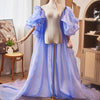 Women'S Organza Shoulder Shawl Long Ball Gown Cape Detachable Train Wedding Bridal Shawl