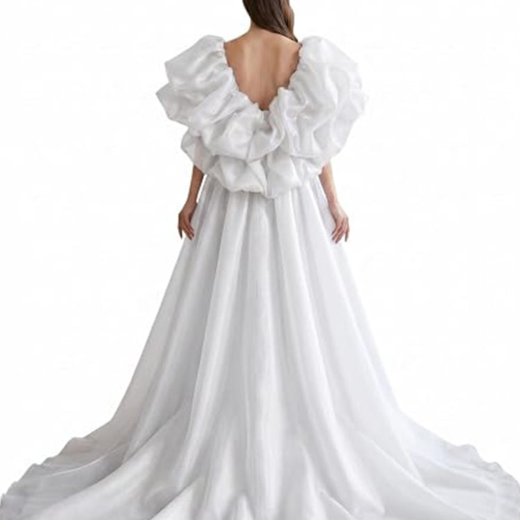 Women'S Organza Shoulder Shawl Long Ball Gown Cape Detachable Train Wedding Bridal Shawl
