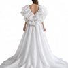 Women'S Organza Shoulder Shawl Long Ball Gown Cape Detachable Train Wedding Bridal Shawl