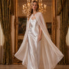 Sheer Chiffon Floor‑Length Bridal Cape Decorative Clasp Long Flowing Wedding Shoulder Cover‑Up Cape For Bride