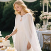 Sheer Chiffon Floor‑Length Bridal Cape Decorative Clasp Long Flowing Wedding Shoulder Cover‑Up Cape For Bride