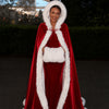 Floor‑Length Velvet Hooded Cape With Faux‑Fur Trim Winter Bridal Cloak With Matching Hand Muff For Holiday & Wedding