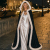 Floor‑Length Velvet Hooded Cape With Faux‑Fur Trim Winter Bridal Cloak With Matching Hand Muff For Holiday & Wedding