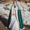 Floor‑Length Velvet Hooded Cape With Faux‑Fur Trim Winter Bridal Cloak With Matching Hand Muff For Holiday & Wedding