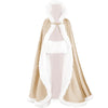 Floor‑Length Velvet Hooded Cape With Faux‑Fur Trim Winter Bridal Cloak With Matching Hand Muff For Holiday & Wedding