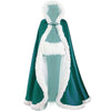 Floor‑Length Velvet Hooded Cape With Faux‑Fur Trim Winter Bridal Cloak With Matching Hand Muff For Holiday & Wedding