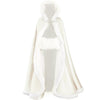 Floor‑Length Velvet Hooded Cape With Faux‑Fur Trim Winter Bridal Cloak With Matching Hand Muff For Holiday & Wedding