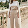 High‑Neck Chiffon Floor‑Length Cape Elegant High‑Low Formal Evening Cape Cover‑Up For Wedding Gown
