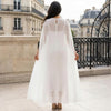 High‑Neck Chiffon Floor‑Length Cape Elegant High‑Low Formal Evening Cape Cover‑Up For Wedding Gown