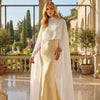 High‑Neck Chiffon Floor‑Length Cape Elegant High‑Low Formal Evening Cape Cover‑Up For Wedding Gown