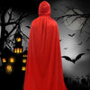 Velvet Hooded Long Halloween Cloak Floor‑Length Witch Wizard Cosplay Cape With Ribbon Tie For Costume Party